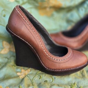 True Religion Pauline Light Brown Wedge Platform Heel Shoes Women 7.5